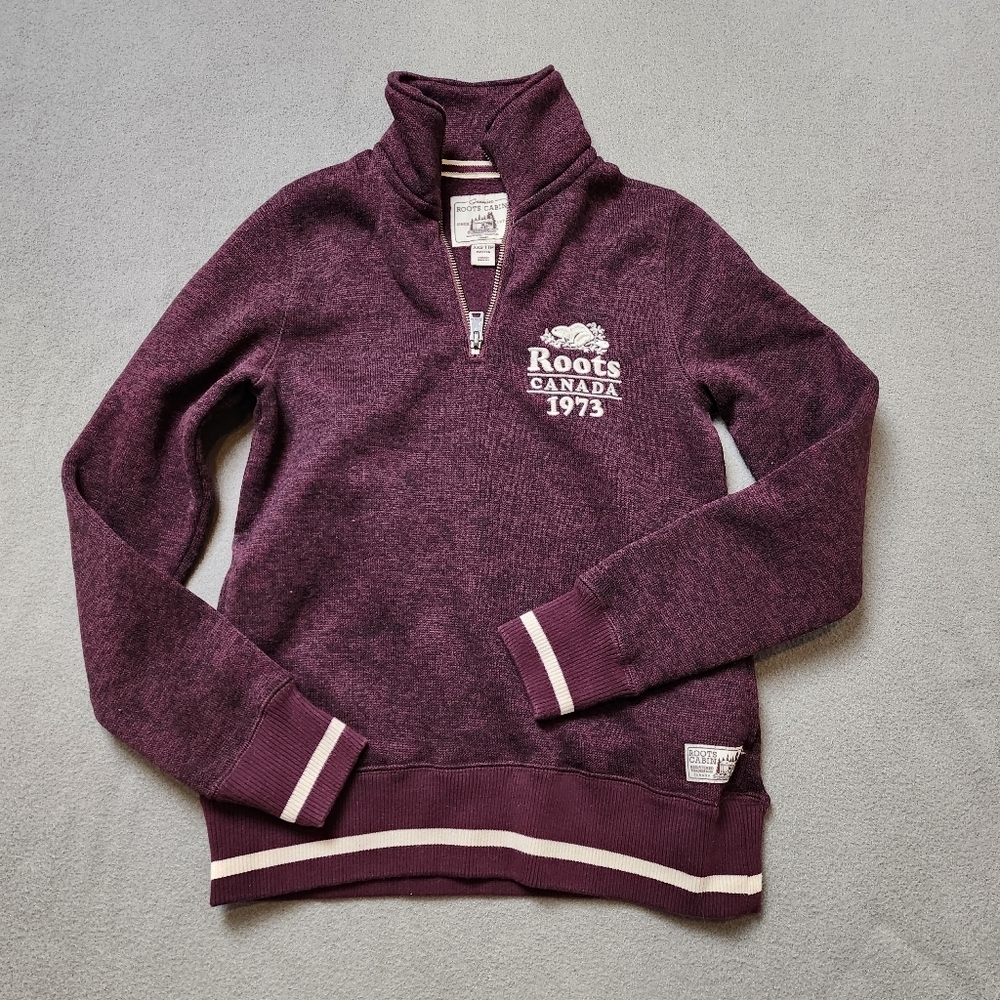 Roots Burgundy Half-Zip Sweatshirt Roots Cabin Sz XXS